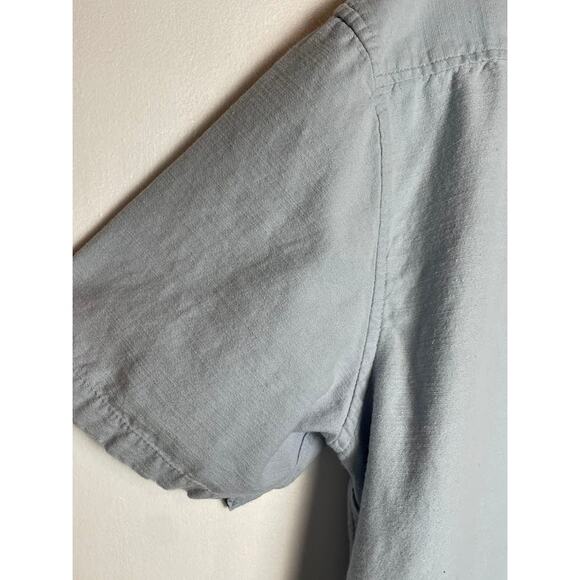 Primark Blue Button Up Mens Size Large Short Sleeve Dress Shirt Casual Solid - Picture 9 of 11